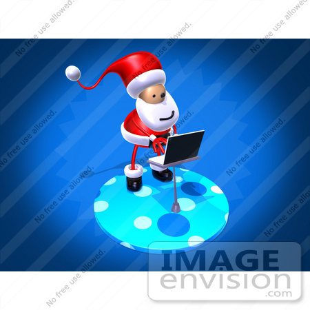 #60804 Royalty-Free (RF) Illustration Of A 3d Santa Using A Laptop - Version 3 by Julos