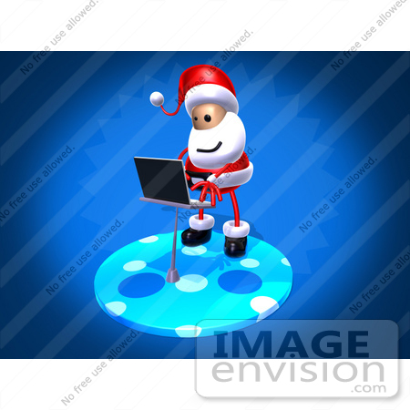 #60805 Royalty-Free (RF) Illustration Of A 3d Santa Using A Laptop - Version 2 by Julos