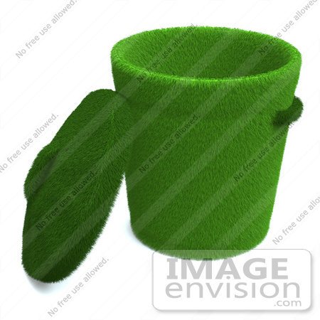 #60816 Royalty-Free (RF) Illustration Of A Lid Resting Against A 3d Green Trash Can by Julos
