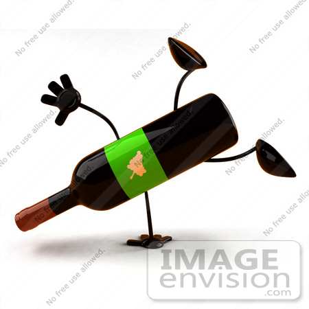 #60843 Royalty-Free (RF) Illustration Of A 3d Wine Bottle Character Doing A Cartwheel - Version 2 by Julos