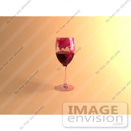 #60849 Royalty-Free (RF) Illustration Of A 3d Glass Of Red Wine With North American Continents Printed On The Glasss - Version 2 by Julos