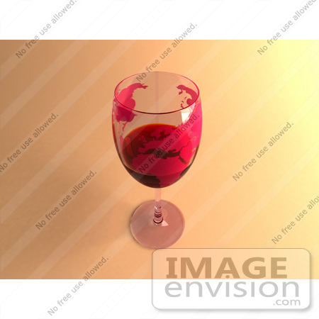 #60851 Royalty-Free (RF) Illustration Of A 3d Glass Of Red Wine With Europe On The Glasss by Julos