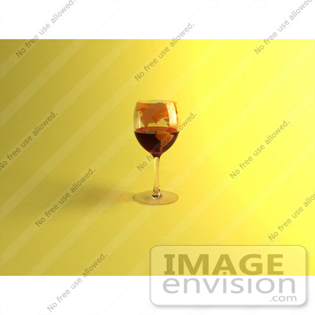 #60856 Royalty-Free (RF) Illustration Of A 3d Glass Of Red Wine With A World Atlas Printed On The Glass - Version 2 by Julos
