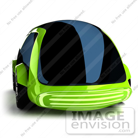#60869 Royalty-Free (RF) Illustration Of A 3d Futuristic Green Concept Car With Tinted Windows - Version 5 by Julos