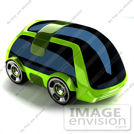 #60871 Royalty-Free (RF) Illustration Of A 3d Futuristic Green Concept Car With Tinted Windows - Version 1 by Julos