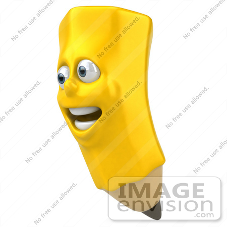 #60873 Royalty-Free (RF) Illustration Of A 3d Happy Yellow Pencil Character - Version 4 by Julos