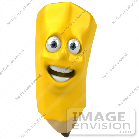 #60874 Royalty-Free (RF) Illustration Of A 3d Happy Yellow Pencil Character - Version 3 by Julos