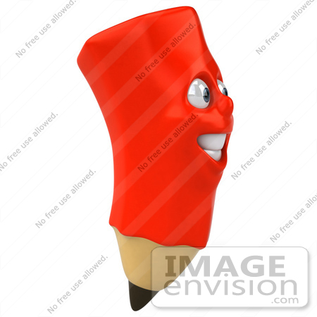 #60880 Royalty-Free (RF) Illustration Of A 3d Happy Red Pencil Character - Version 4 by Julos
