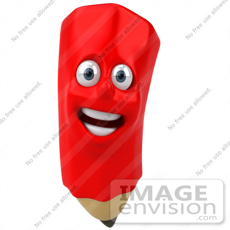 #60881 Royalty-Free (RF) Illustration Of A 3d Happy Red Pencil Character - Version 1 by Julos
