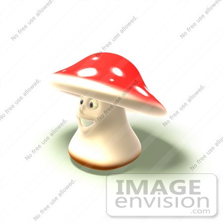 #60884 Royalty-Free (RF) Illustration Of A 3d Fly Agaric Mushroom Character Facing Left - Version 1 by Julos