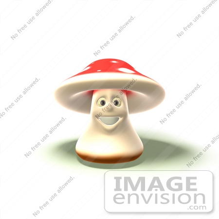 #60885 Royalty-Free (RF) Illustration Of A 3d Fly Agaric Mushroom Character Smiling And Facing Front - Version 4 by Julos