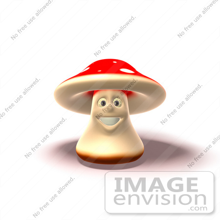 #60887 Royalty-Free (RF) Illustration Of A 3d Fly Agaric Mushroom Character Smiling And Facing Front - Version 3 by Julos