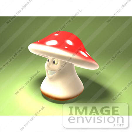 #60888 Royalty-Free (RF) Illustration Of A 3d Fly Agaric Mushroom Character Facing Left - Version 2 by Julos