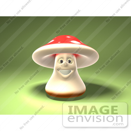 #60889 Royalty-Free (RF) Illustration Of A 3d Fly Agaric Mushroom Character Smiling And Facing Front - Version 2 by Julos