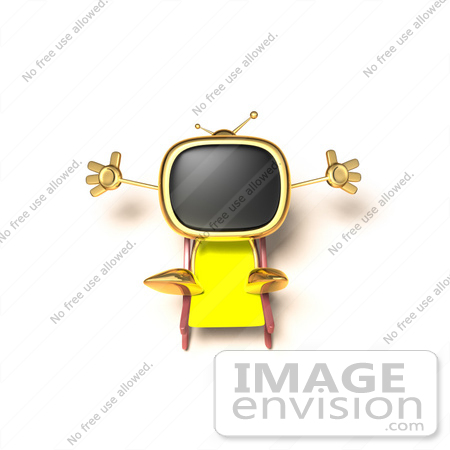 #60895 Royalty-Free (RF) Illustration Of A 3d Gold Television Mascot Sun Bathing - Version 4 by Julos
