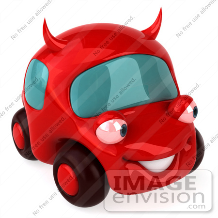 #60912 Royalty-Free (RF) Illustration Of A 3d Red Devil Car Character - Version 3 by Julos