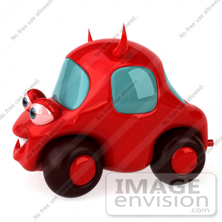 #60913 Royalty-Free (RF) Illustration Of A 3d Red Devil Car Character - Version 2 by Julos