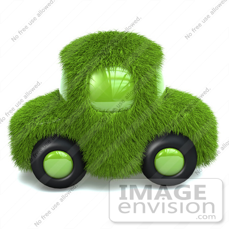#60916 Royalty-Free (RF) Illustration Of A 3d Green Grass Car - Version 2 by Julos