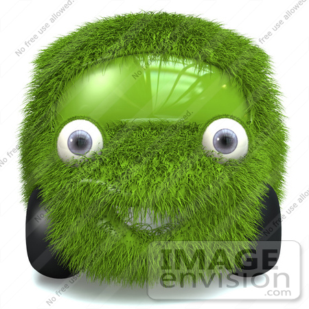 #60917 Royalty-Free (RF) Illustration Of A 3d Grass Car Mascot - Version 1 by Julos