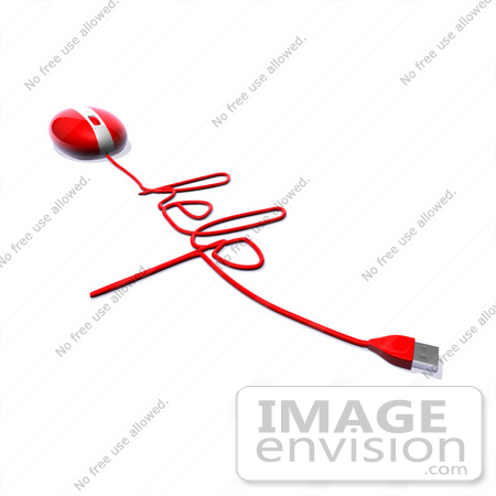 #60924 Royalty-Free (RF) Illustration Of A 3d Red Computer Mouse With Cable Spelling HELP - Version 3 by Julos