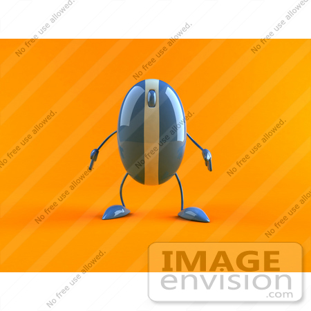 #60929 Royalty-Free (RF) Illustration Of A 3d Blue Computer Mouse Character Standing And Facing Front - Version 2 by Julos