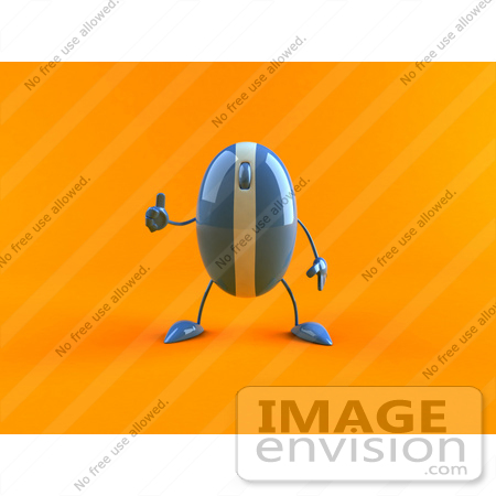 #60932 Royalty-Free (RF) Illustration Of A 3d Blue Computer Mouse Character Giving The Thumbs Up - Version 2 by Julos