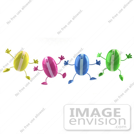 #60935 Royalty-Free (RF) Illustration Of A Group Of Colorful 3d Computer Mouse Characters Jumping by Julos