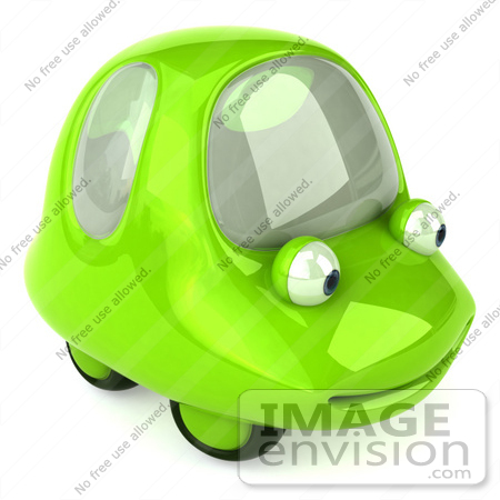 #60947 Royalty-Free (RF) Illustration Of A 3d Green Car Character Smiling And Facing Right - Version 2 by Julos