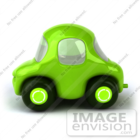 #60948 Royalty-Free (RF) Illustration Of A 3d Green Car In Side View by Julos