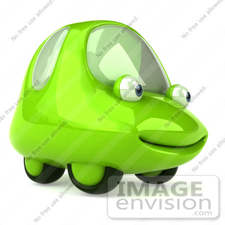#60952 Royalty-Free (RF) Illustration Of A 3d Green Car Character Smiling And Facing Right - Version 1 by Julos