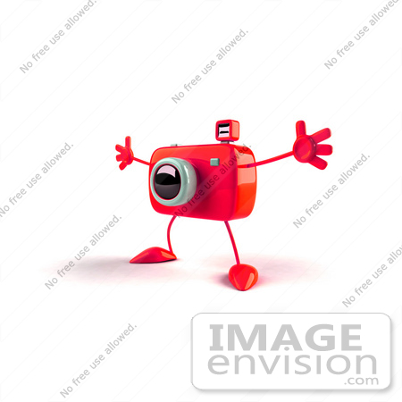 #60960 Royalty-Free (RF) Illustration Of A 3d Red Camera Boy Character Holding His Arms Open - Version 2 by Julos