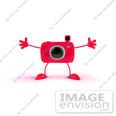 #60961 Royalty-Free (RF) Illustration Of A 3d Red Camera Boy Character Holding His Arms Open - Version 1 by Julos