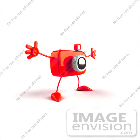 #60962 Royalty-Free (RF) Illustration Of A 3d Red Camera Boy Character Holding His Arms Open - Version 3 by Julos