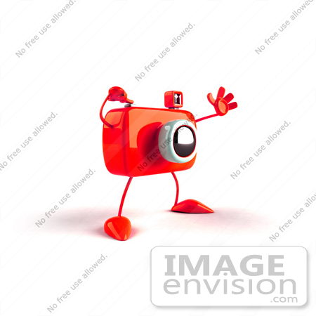 #60963 Royalty-Free (RF) Illustration Of A 3d Red Camera Boy Character Waving - Version 3 by Julos