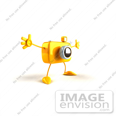 #60985 Royalty-Free (RF) Illustration Of A 3d Yellow Camera Boy Character Holding His Arms Open - Version 2 by Julos