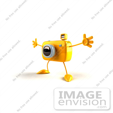 #60986 Royalty-Free (RF) Illustration Of A 3d Yellow Camera Boy Character Holding His Arms Open - Version 1 by Julos