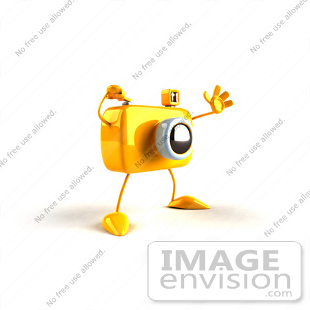#60987 Royalty-Free (RF) Illustration Of A 3d Yellow Camera Boy Character Waving - Version 3 by Julos