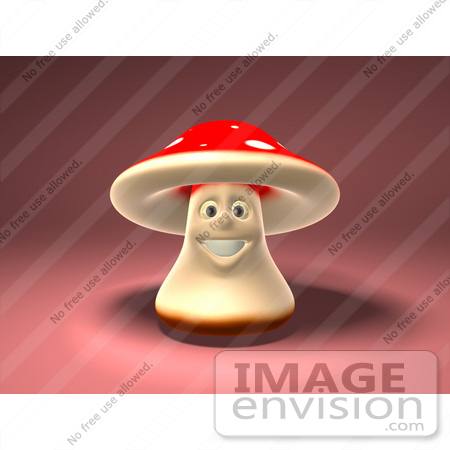 #60996 Royalty-Free (RF) Illustration Of A 3d Fly Agaric Mushroom Character Smiling And Facing Front - Version 1 by Julos