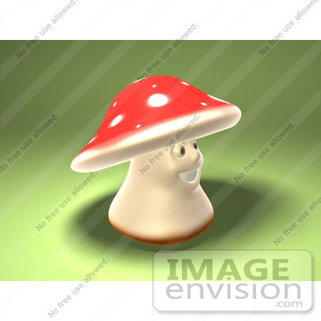 #60997 Royalty-Free (RF) Illustration Of A 3d Fly Agaric Mushroom Character Facing Right - Version 2 by Julos