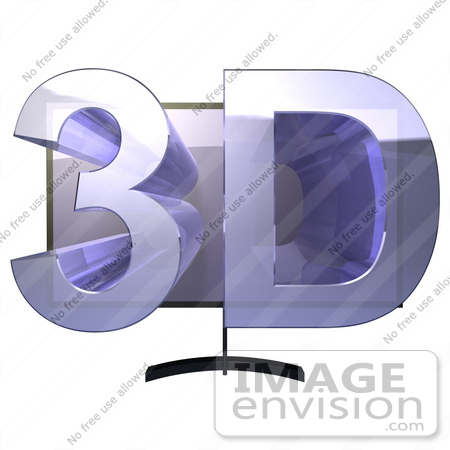 #61009 Royalty-Free (RF) Illustration Of A Plasma Television With 3d Emerging From The Screen - Version 1 by Julos