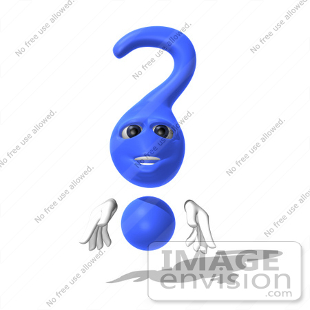#61010 Royalty-Free (RF) Illustration Of A 3d Blue Question Mark Character - Pose 10 by Julos