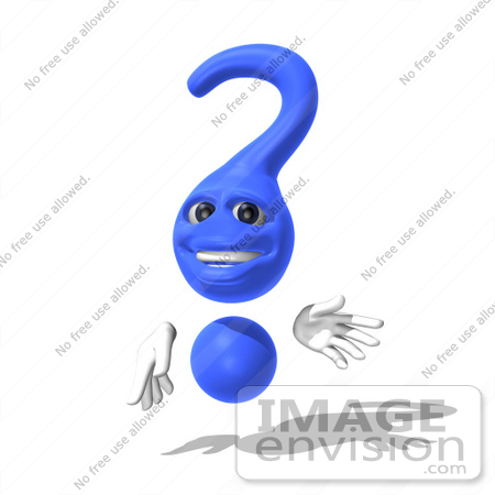 #61011 Royalty-Free (RF) Illustration Of A 3d Blue Question Mark Character - Pose 3 by Julos