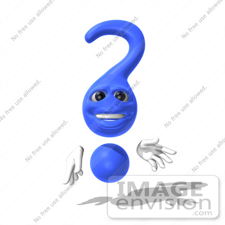 #61016 Royalty-Free (RF) Illustration Of A 3d Blue Question Mark Character - Pose 2 by Julos