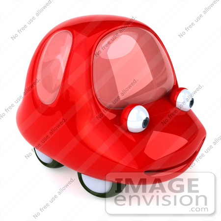 #61023 Royalty-Free (RF) Illustration Of A 3d Red Car Character Facing Right And Smiling - Version 2 by Julos