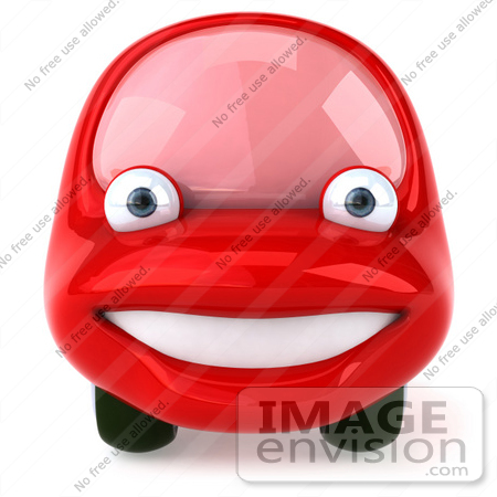 #61024 Royalty-Free (RF) Illustration Of A 3d Red Car Character Facing Front And Smiling by Julos