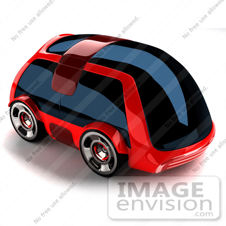 #61028 Royalty-Free (RF) Illustration Of A 3d Futuristic Aerodynamic Red Car With Tinted Windows - Version 1 by Julos