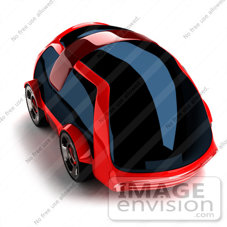 #61029 Royalty-Free (RF) Illustration Of A 3d Futuristic Aerodynamic Red Car With Tinted Windows - Version 2 by Julos