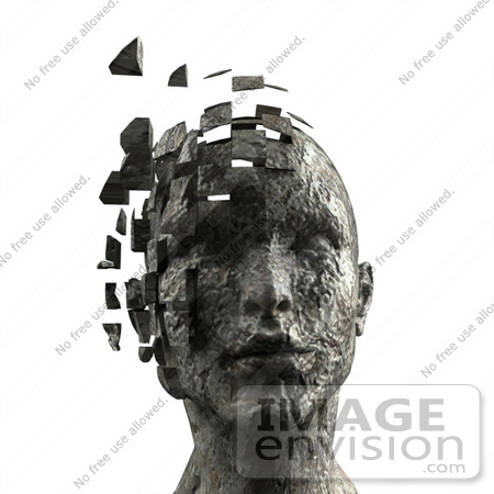 #61033 Royalty-Free (RF) Illustration Of A 3d Woman’s Head With Floating Particles - Version 7 by Julos