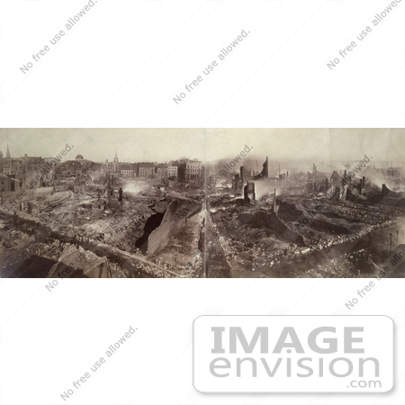 #61044 Royalty-Free Historical Stock Photo of a Sepia View Of Boston, Massachusetts Following The Fire, November 9th And 10th in 1872 by JVPD