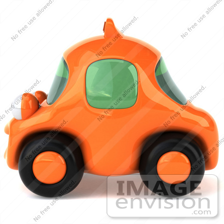 #61065 Royalty-Free (RF) Illustration Of A 3d Orange Taxi Cab In Profile by Julos